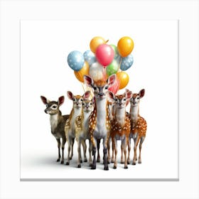 Deer With Balloons 10 Canvas Print