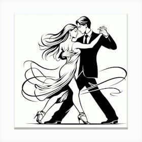 Line Art , Tango dance 1 Canvas Print