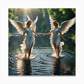 Two Angels above a Lake of Water Canvas Print