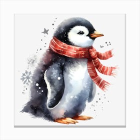 Penguin In Scarf Canvas Print