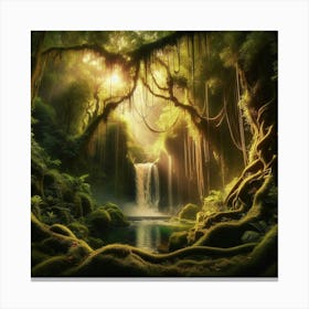 Waterfall In The Forest 53 Toile