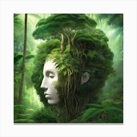 Woman'S Head In The Forest Canvas Print