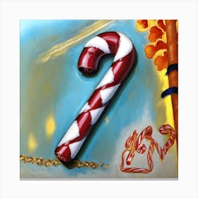 Festive Candy Cane Painting A Sweet Christmas Treat Canvas Print