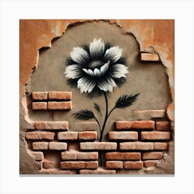 Flower On A Brick Wall Canvas Print