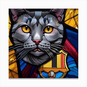 Cat, Pop Art 3D stained glass cat Barcelona limited edition 52/60 Canvas Print