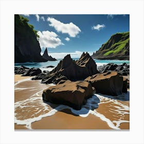 Rocks On The Beach Canvas Print