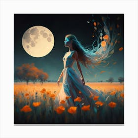 Girl In A Field 4 Canvas Print