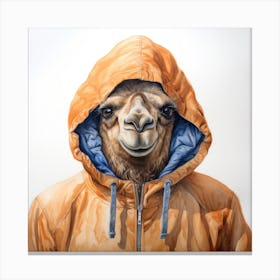 Watercolour Cartoon Camel In A Hoodie 2 Canvas Print