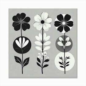 Black And White Flowers Canvas Print