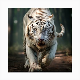 White Tiger In The Forest Canvas Print