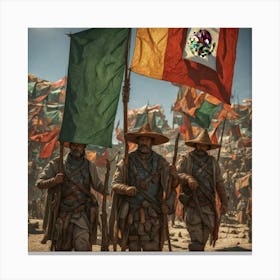 Mexican Flags 14 Canvas Print