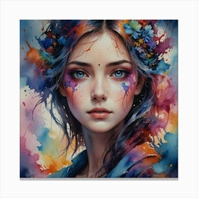 Girl With Flowers 3 Canvas Print