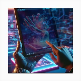 Futuristic Hand Holding Tablet 1 Canvas Print