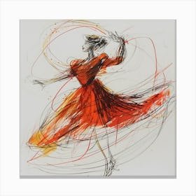 Dancer In Red Dress Canvas Print