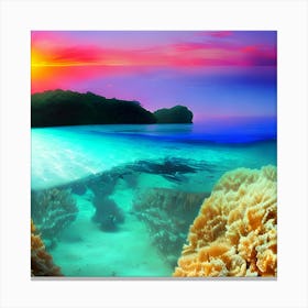 Sea Ocean Landscape Water Transparent Clean Corals Tropics Exotic Vacation Nature Travel Canvas Print