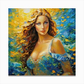 Angel In Blue Dress jln Canvas Print