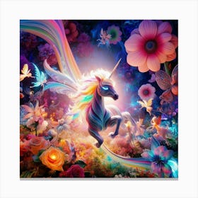 Unicorn In The Forest 4 Canvas Print