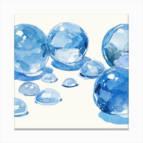 Watercolor Blue Glass Spheres Canvas Print