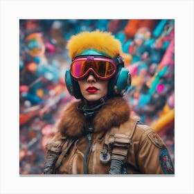 Portrait Of A Woman With Goggles Canvas Print