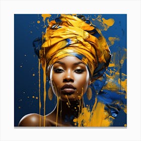 African Woman With Yellow Turban Canvas Print