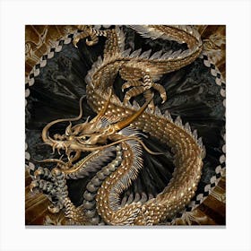 Golden Dragon Fantasy Pentagram Canvas Print