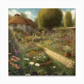 Gustav Klimt Style Farm Garden 18 Canvas Print