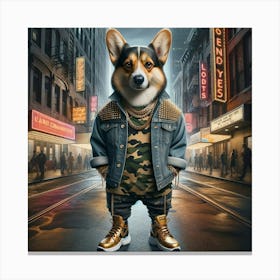 Dog In Camouflage Canvas Print