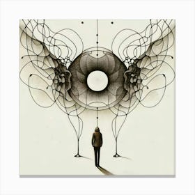 Man Standing In Front Of A Large Circular Structure Canvas Print