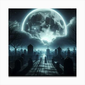 Graveyard At Night 2 Canvas Print