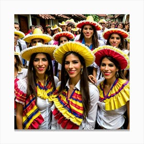 Mexican Women In Hats Canvas Print