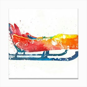 Colorful Sled Watercolor Illustration Canvas Print