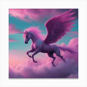 Unicorn Flying In The Clouds Canvas Print