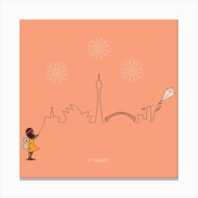Sydney Skyline Kite Canvas Print