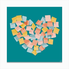 Post It Note Heart Square Canvas Print
