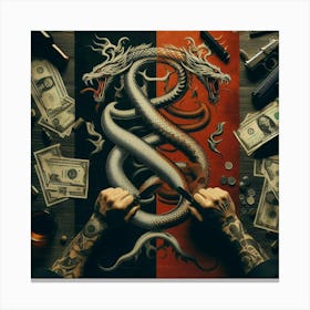 Dragon And Money Canvas Print