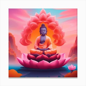 Buddha On Lotus 1 Canvas Print