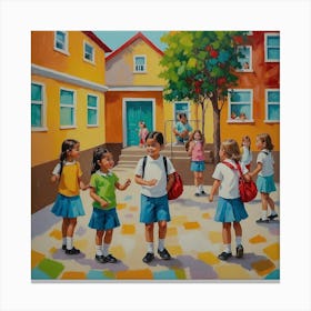 Children At School Canvas Print