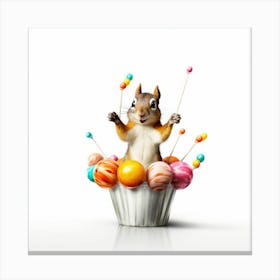 Squirrel In A Cupcake Canvas Print