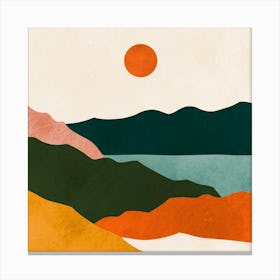 Watercolor sunset landscape 5 Canvas Print