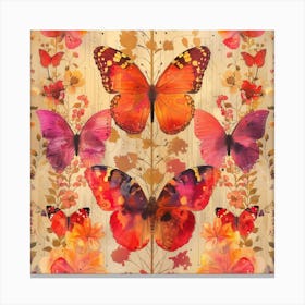 Butterflies On A Tree Canvas Print