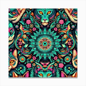 Psychedelic Cats 1 Canvas Print