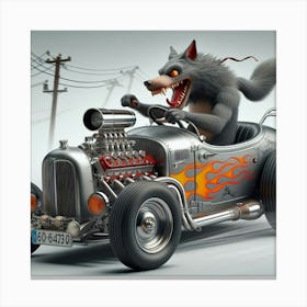 Wolf In A Car 1 Canvas Print