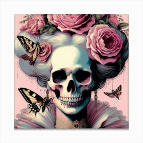 Woman with Skull on Face 6 Canvas Print