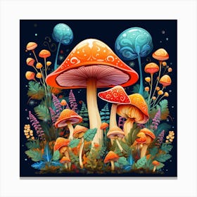 Mushrooms In The Forest 21 Canvas Print