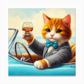 Cat In A Car 2 Canvas Print