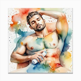 Colorful Sexy Man Canvas Print