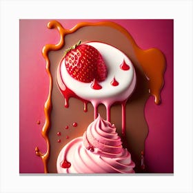 Dripping Strawberries Canvas Print