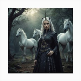 Unicorns In The Forest 5 Canvas Print