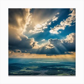 Sunbeams Over A Valley Canvas Print