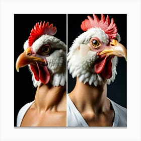 Human Chicken Face Hybrid Avian Anthropomorphic Humanoid Fowl Transformation Fantasy Ficti (2) Canvas Print